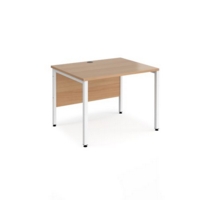 Maestro 25 straight desk 800mm x 800mm - white bench leg frame and beech top