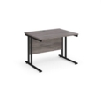 Maestro 25 straight desk 1000mm x 800mm - black cantilever leg frame and grey oak top