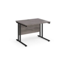 Maestro 25 straight desk 1000mm x 800mm - black cantilever leg frame and grey oak top