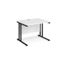 Maestro 25 straight desk 1000mm x 800mm - black cantilever leg frame and white top