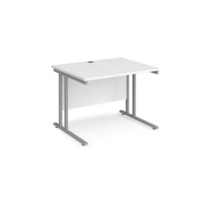 Maestro 25 straight desk 1000mm x 800mm - silver cantilever leg frame and white top
