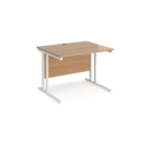 Maestro 25 straight desk 1000mm x 800mm - white cantilever leg frame and beech top