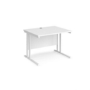 Maestro 25 straight desk 1000mm x 800mm - white cantilever leg frame and white top