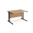 Maestro 25 straight desk 1200mm x 800mm - black cantilever leg frame and beech top