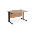 Maestro 25 straight desk 1200mm x 800mm - black cantilever leg frame and beech top