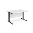 Maestro 25 straight desk 1200mm x 800mm - black cantilever leg frame and white top