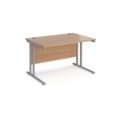 Maestro 25 straight desk 1200mm x 800mm - silver cantilever leg frame and beech top