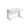 Maestro 25 straight desk 1200mm x 800mm - silver cantilever leg frame and white top