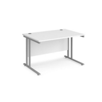 Maestro 25 straight desk 1200mm x 800mm - silver cantilever leg frame and white top