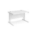 Maestro 25 straight desk 1200mm x 800mm - white cantilever leg frame and white top