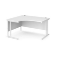 Maestro 25 left hand ergonomic desk 1400mm wide - white cantilever leg frame and white top