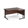 Maestro 25 right hand ergonomic desk 1400mm wide - black cantilever leg frame and walnut top