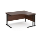 Maestro 25 right hand ergonomic desk 1400mm wide - black cantilever leg frame and walnut top