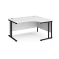 Maestro 25 right hand ergonomic desk 1400mm wide - black cantilever leg frame and white top