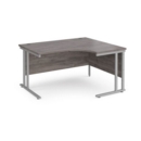 Maestro 25 right hand ergonomic desk 1400mm wide - silver cantilever leg frame and grey oak top