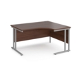 Maestro 25 right hand ergonomic desk 1400mm wide - silver cantilever leg frame and walnut top
