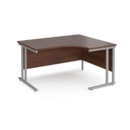 Maestro 25 right hand ergonomic desk 1400mm wide - silver cantilever leg frame and walnut top
