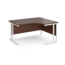 Maestro 25 right hand ergonomic desk 1400mm wide - white cantilever leg frame and walnut top