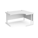 Maestro 25 right hand ergonomic desk 1400mm wide - white cantilever leg frame and white top
