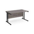 Maestro 25 straight desk 1400mm x 800mm - black cantilever leg frame and grey oak top