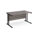 Maestro 25 straight desk 1400mm x 800mm - black cantilever leg frame and grey oak top