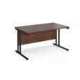 Maestro 25 straight desk 1400mm x 800mm - black cantilever leg frame and walnut top