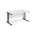 Maestro 25 straight desk 1400mm x 800mm - black cantilever leg frame and white top