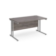 Maestro 25 straight desk 1400mm x 800mm - silver cantilever leg frame and grey oak top