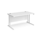 Maestro 25 straight desk 1400mm x 800mm - white cantilever leg frame and white top