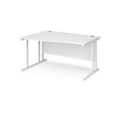 Maestro 25 left hand wave desk 1400mm wide - white cantilever leg frame and white top