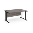 Maestro 25 right hand wave desk 1400mm wide - black cantilever leg frame and grey oak top