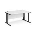 Maestro 25 right hand wave desk 1400mm wide - black cantilever leg frame and white top