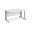 Maestro 25 right hand wave desk 1400mm wide - silver cantilever leg frame and white top