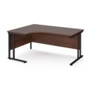 Maestro 25 left hand ergonomic desk 1600mm wide - black cantilever leg frame and walnut top