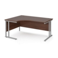Maestro 25 left hand ergonomic desk 1600mm wide - silver cantilever leg frame and walnut top