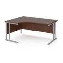 Maestro 25 left hand ergonomic desk 1600mm wide - silver cantilever leg frame and walnut top