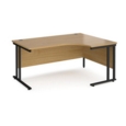 Maestro 25 right hand ergonomic desk 1600mm wide - black cantilever leg frame and oak top