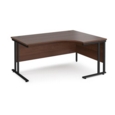 Maestro 25 right hand ergonomic desk 1600mm wide - black cantilever leg frame and walnut top