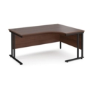 Maestro 25 right hand ergonomic desk 1600mm wide - black cantilever leg frame and walnut top