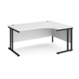 Maestro 25 right hand ergonomic desk 1600mm wide - black cantilever leg frame and white top