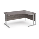 Maestro 25 right hand ergonomic desk 1600mm wide - silver cantilever leg frame and grey oak top