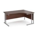 Maestro 25 right hand ergonomic desk 1600mm wide - silver cantilever leg frame and walnut top