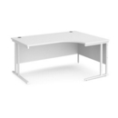 Maestro 25 right hand ergonomic desk 1600mm wide - white cantilever leg frame and white top
