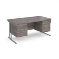 Maestro 25 straight desk 1600mm x 800mm with two x 3 drawer pedestals - silver cantilever leg frame and grey oak top