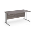 Maestro 25 straight desk 1600mm x 800mm - silver cantilever leg frame and grey oak top