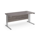 Maestro 25 straight desk 1600mm x 800mm - silver cantilever leg frame and grey oak top