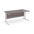 Maestro 25 straight desk 1600mm x 800mm - white cantilever leg frame and grey oak top