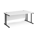 Maestro 25 right hand wave desk 1600mm wide - black cantilever leg frame and white top