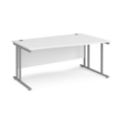 Maestro 25 right hand wave desk 1600mm wide - silver cantilever leg frame and white top