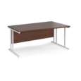 Maestro 25 right hand wave desk 1600mm wide - white cantilever leg frame and walnut top
